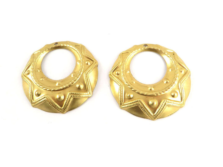 4x Pendentif disque dessin bombé (33mm) PV-158