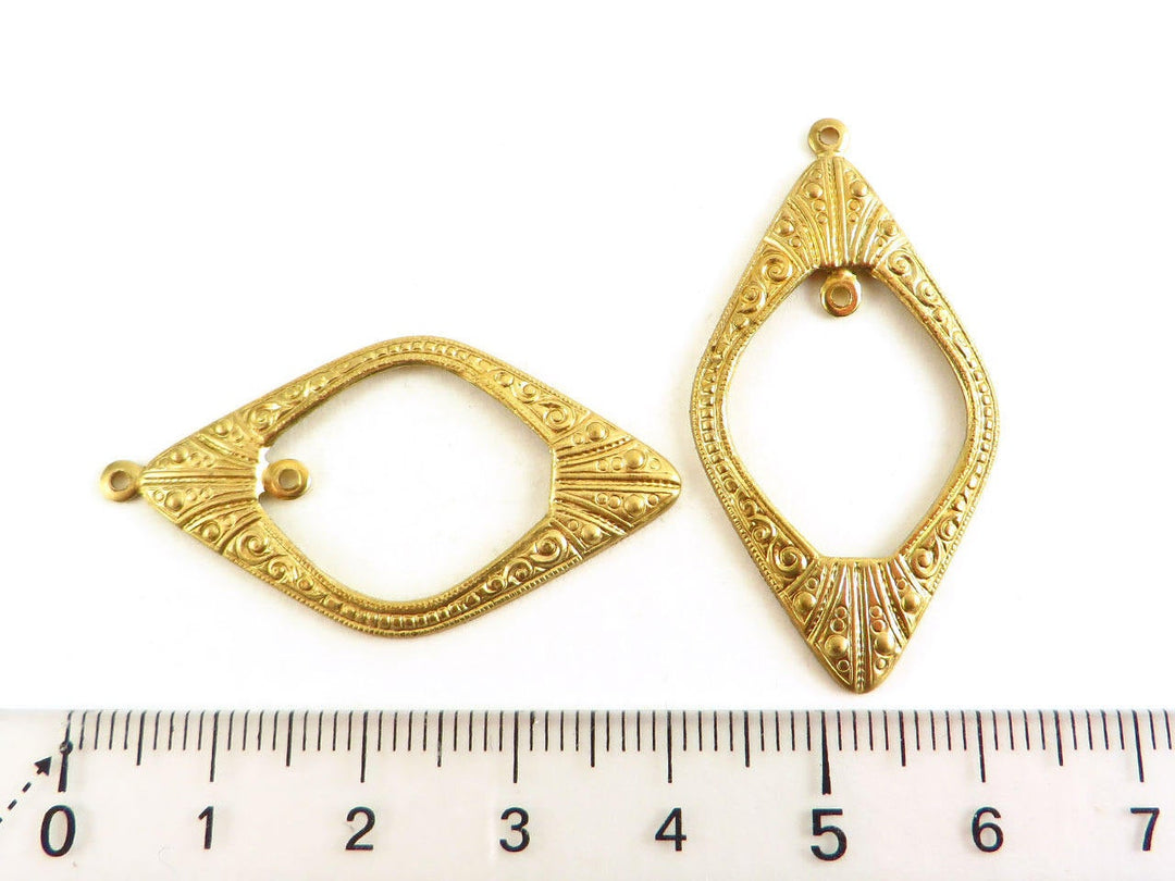 2x Breloque losange Art Deco Vintage (40mm x 21mm) V-013