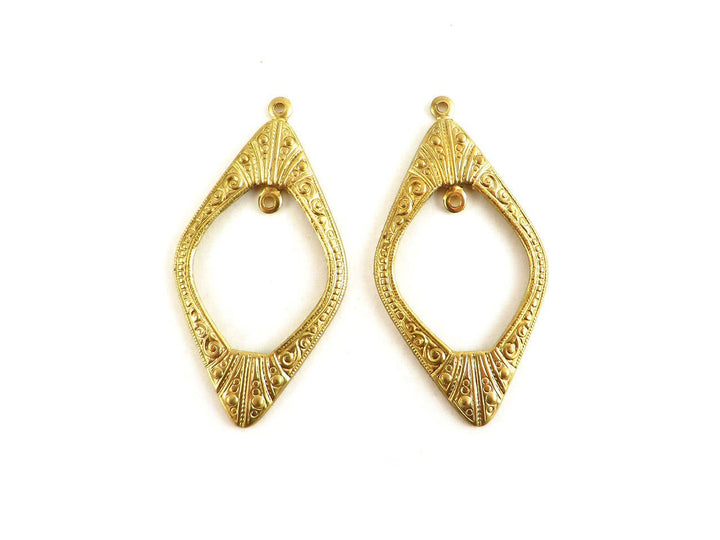 2x Breloque losange Art Deco Vintage (40mm x 21mm) V-013