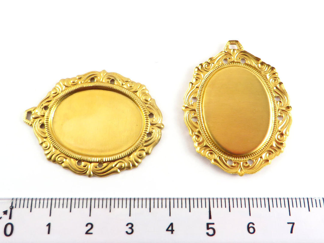 1x Breloque Support cabochon Vintage 18x25 (38mm x 30mm) M-006
