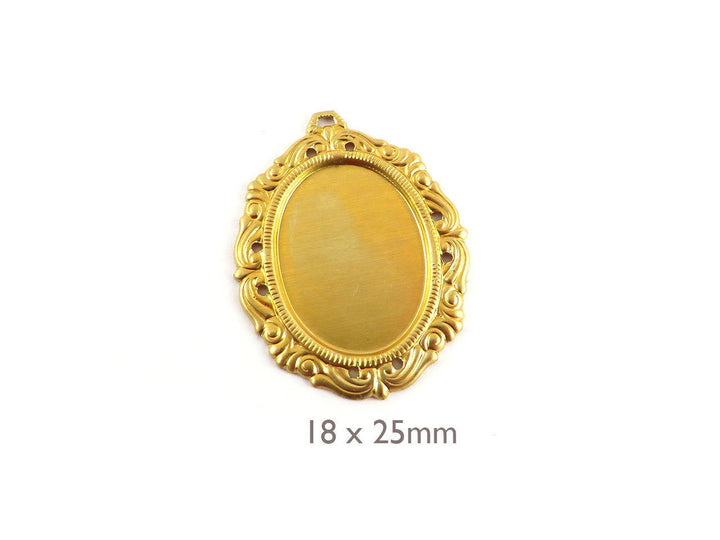 1x Breloque Support cabochon Vintage 18x25 (38mm x 30mm) M-006