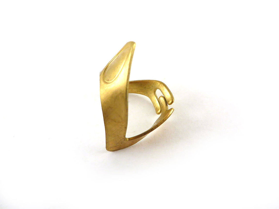 1x Support de bague réglable chevron cabochon goutte BG-005
