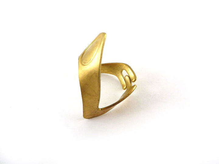 1x Support de bague réglable chevron cabochon goutte BG-005