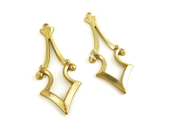 2x Breloque goutte vintage (40mm x 13mm) V-018