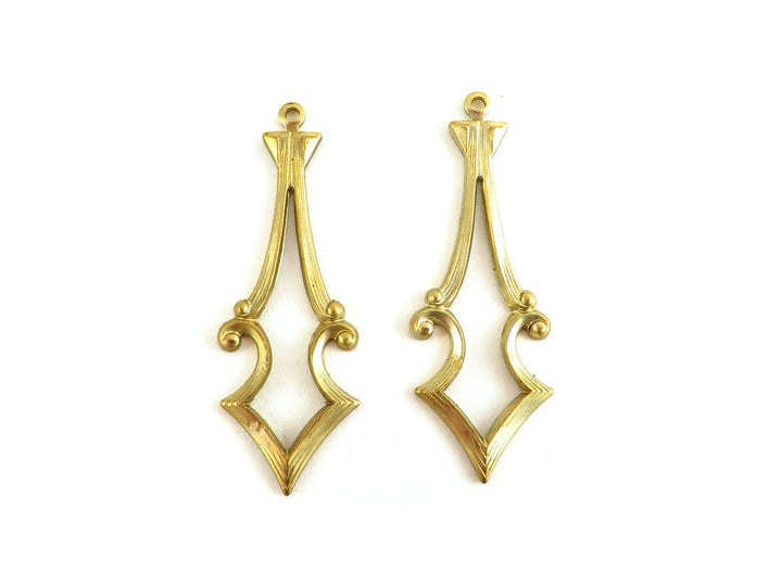 2x Breloque goutte vintage (40mm x 13mm) V-018