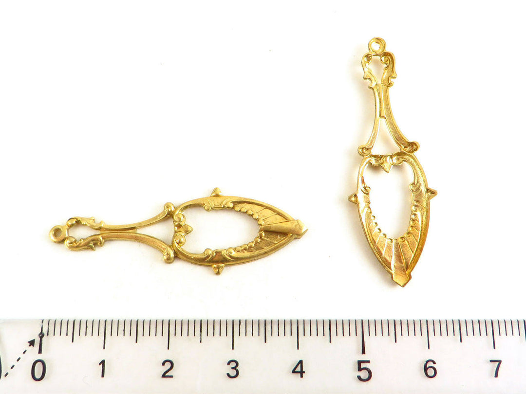 2x Pendentif goutte Vintage (41mm x 14mm) V-012