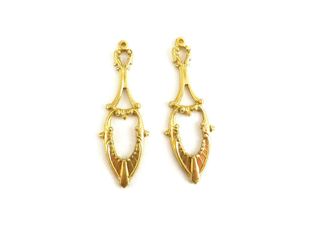2x Pendentif goutte Vintage (41mm x 14mm) V-012