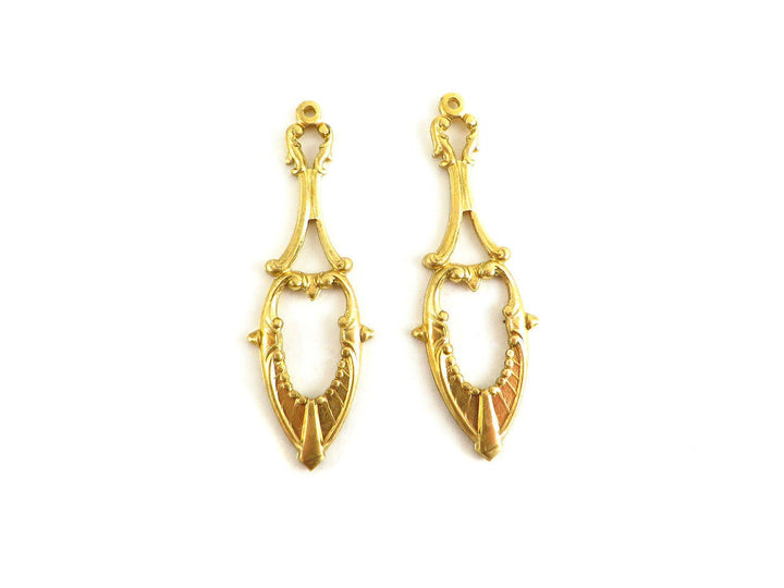 2x Pendentif goutte Vintage (41mm x 14mm) V-012