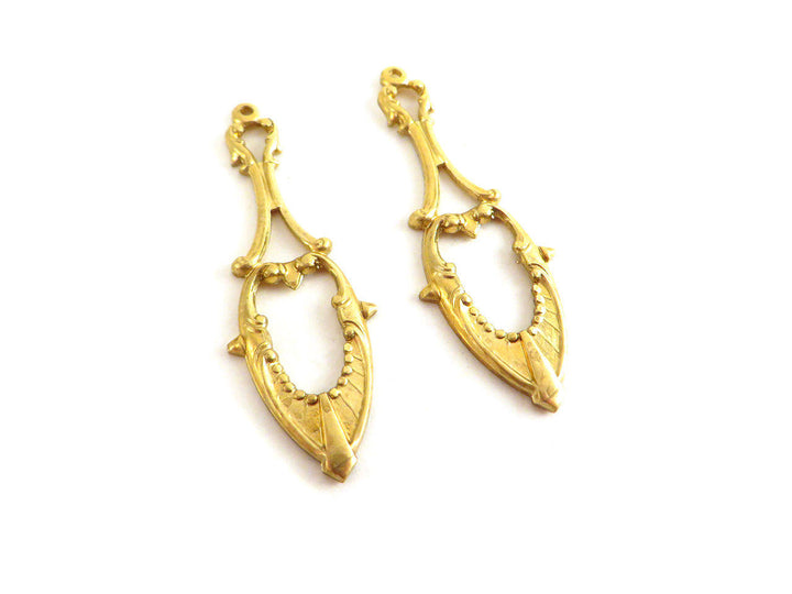 2x Pendentif goutte Vintage (41mm x 14mm) V-012