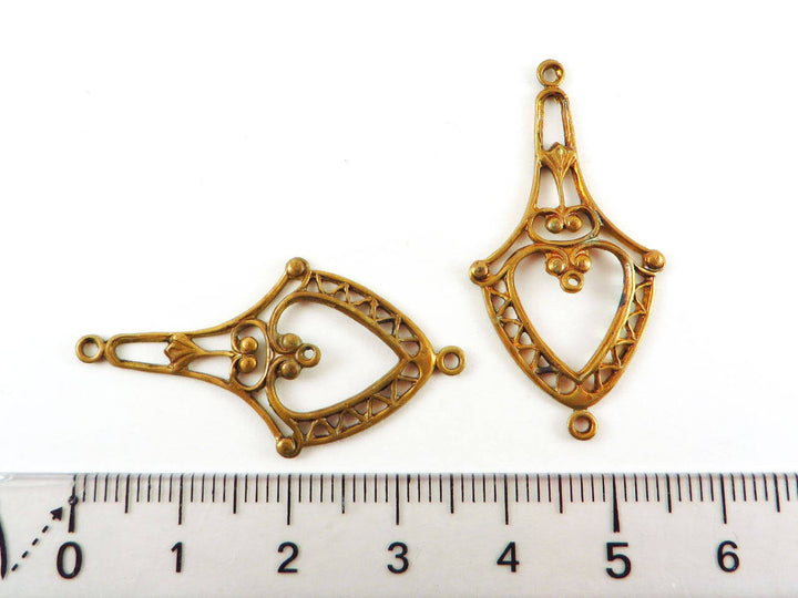 2x Connecteur goutte ajourée filigrane Victorien (37mm x 19mm) V-055