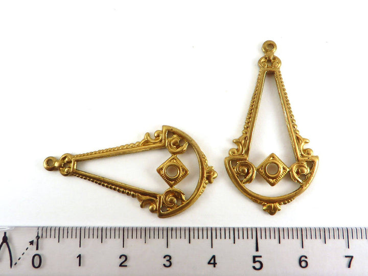 2x Pendentif goutte pendule ajourée Vintage (41mm x 21mm) V-045
