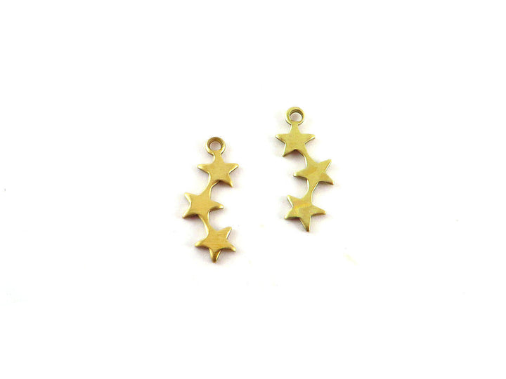 4x Breloque 3 étoiles en enfilade (15mm x 6mm) CH-040
