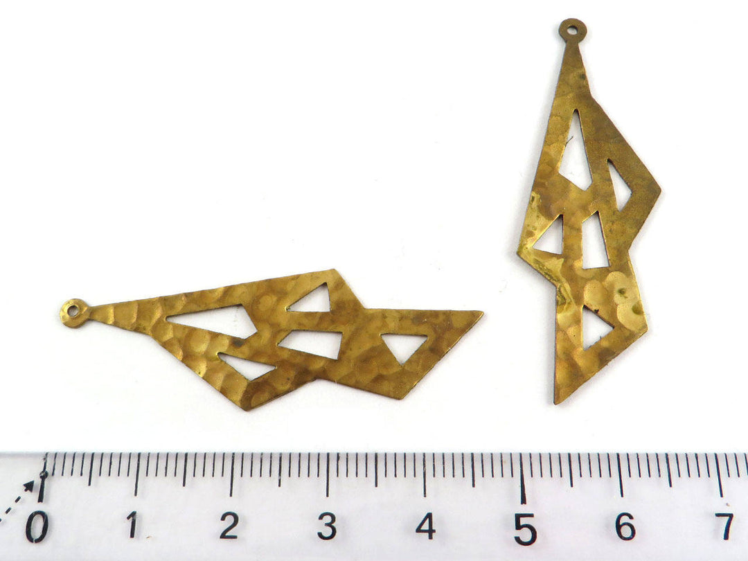 2x Breloque géométrique martelée (47mm x 17mm) PP-186