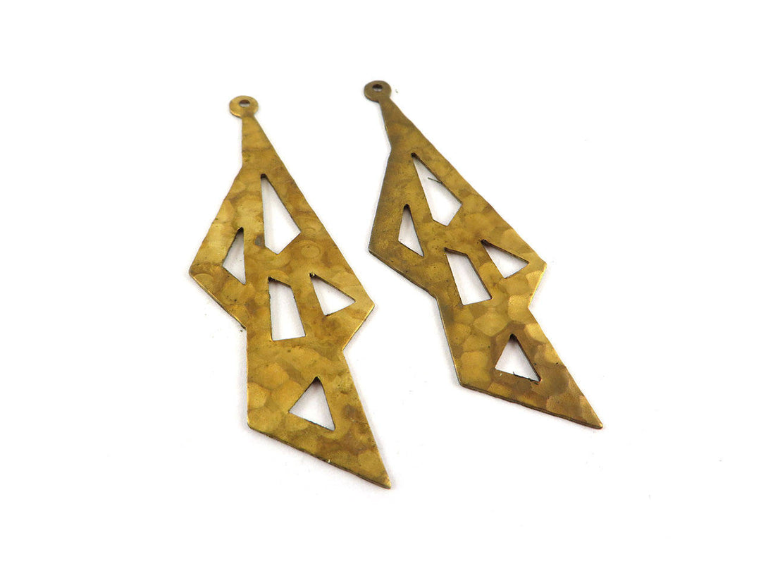 2x Breloque géométrique martelée (47mm x 17mm) PP-186