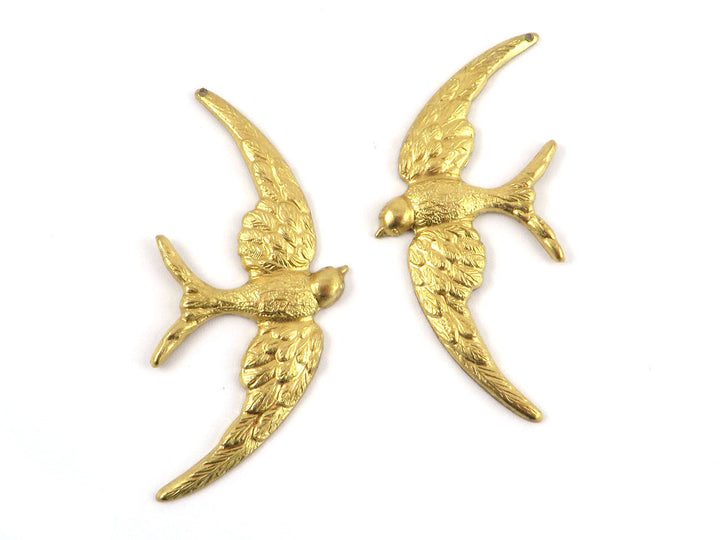 2x Breloque oiseau envol d'hirondelle (48mm x 22mm) CH-010