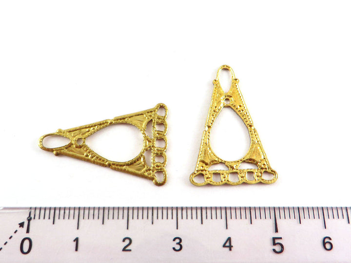 4x Connecteur triangle ajouré géométrique vintage (34mm x 16mm) V-082
