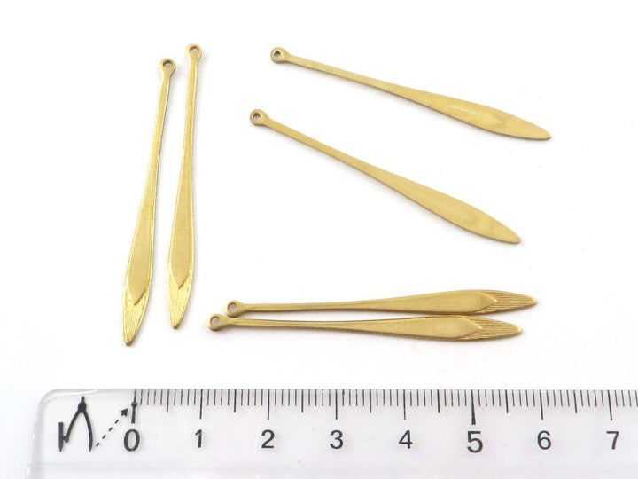 2x Breloque fine goutte striée (49mm x 4mm) PP-258