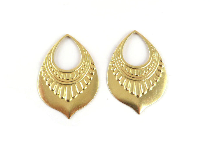 2x Pendentif goutte ajourée ethnique (30mm x 44mm) PV-199