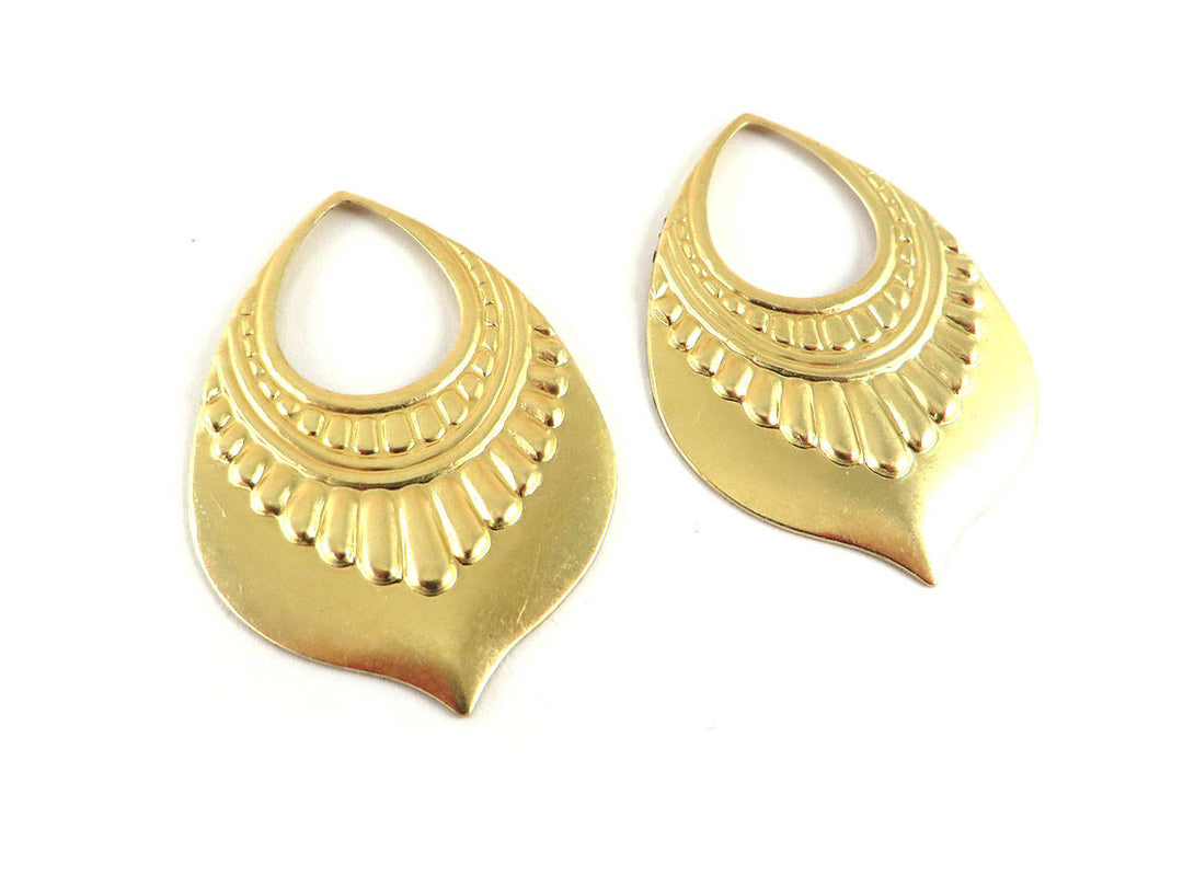 2x Pendentif goutte ajourée ethnique (30mm x 44mm) PV-199