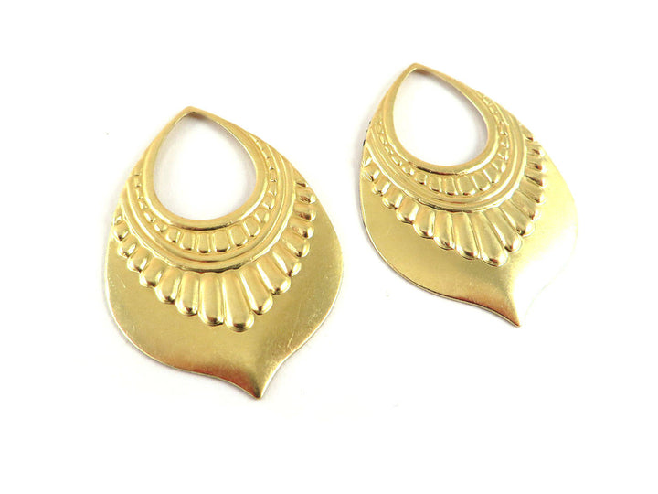 2x Pendentif goutte ajourée ethnique (30mm x 44mm) PV-199