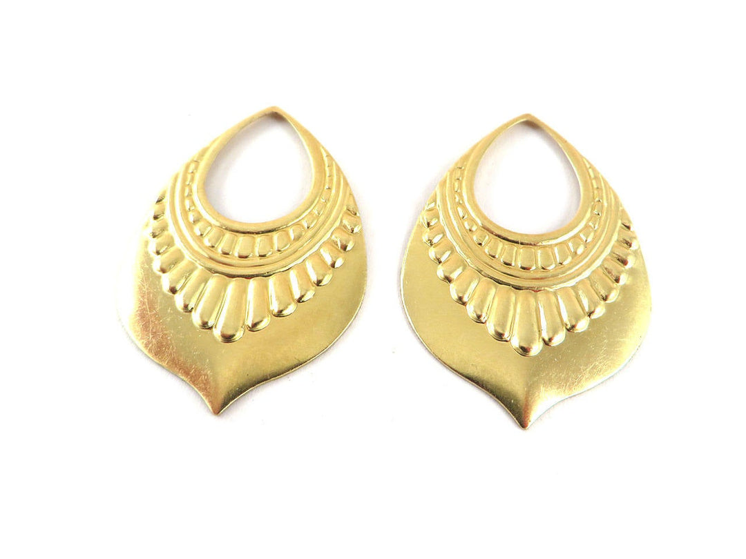 2x Pendentif goutte ajourée ethnique (30mm x 44mm) PV-199