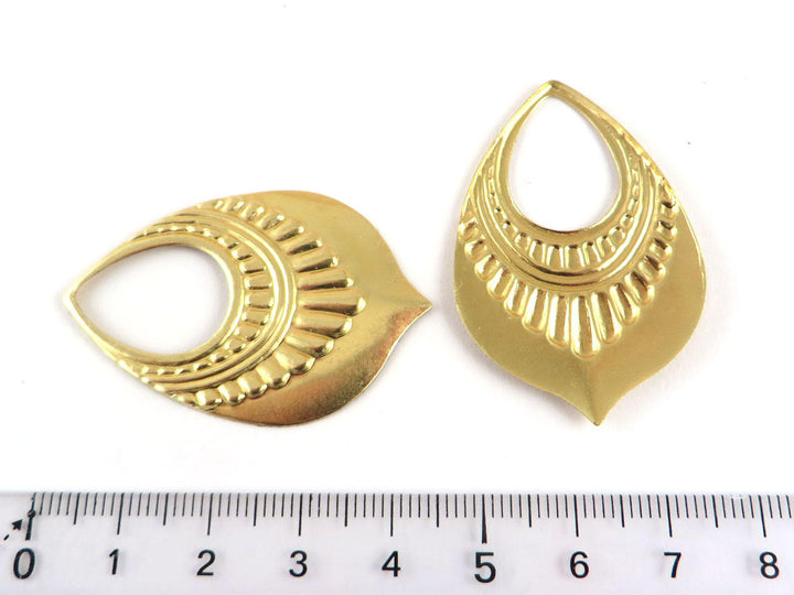 2x Pendentif goutte ajourée ethnique (30mm x 44mm) PV-199