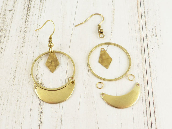 Kit diy boucles d'oreilles croissant de lune K-006