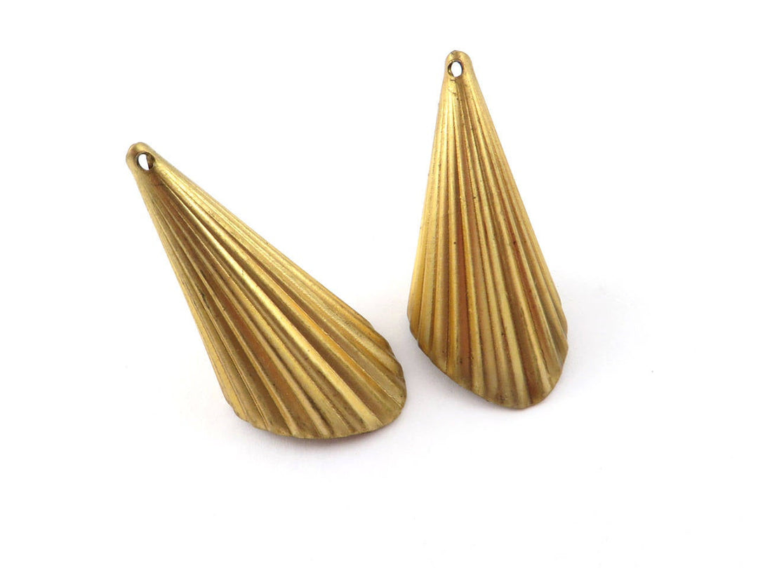 2x Cône pompon perle strié (18mm x 39mm) PV-197