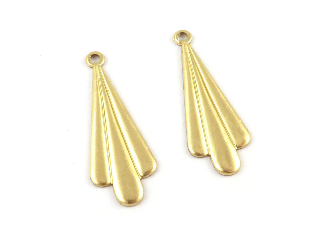 4x Breloque goutte éventail Art Déco (10mm x 27mmm) PV-205