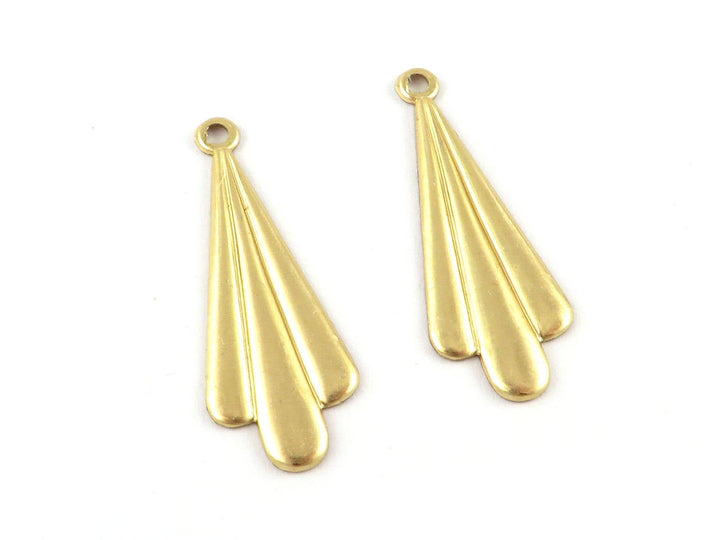 4x Breloque goutte éventail Art Déco (10mm x 27mmm) PV-205