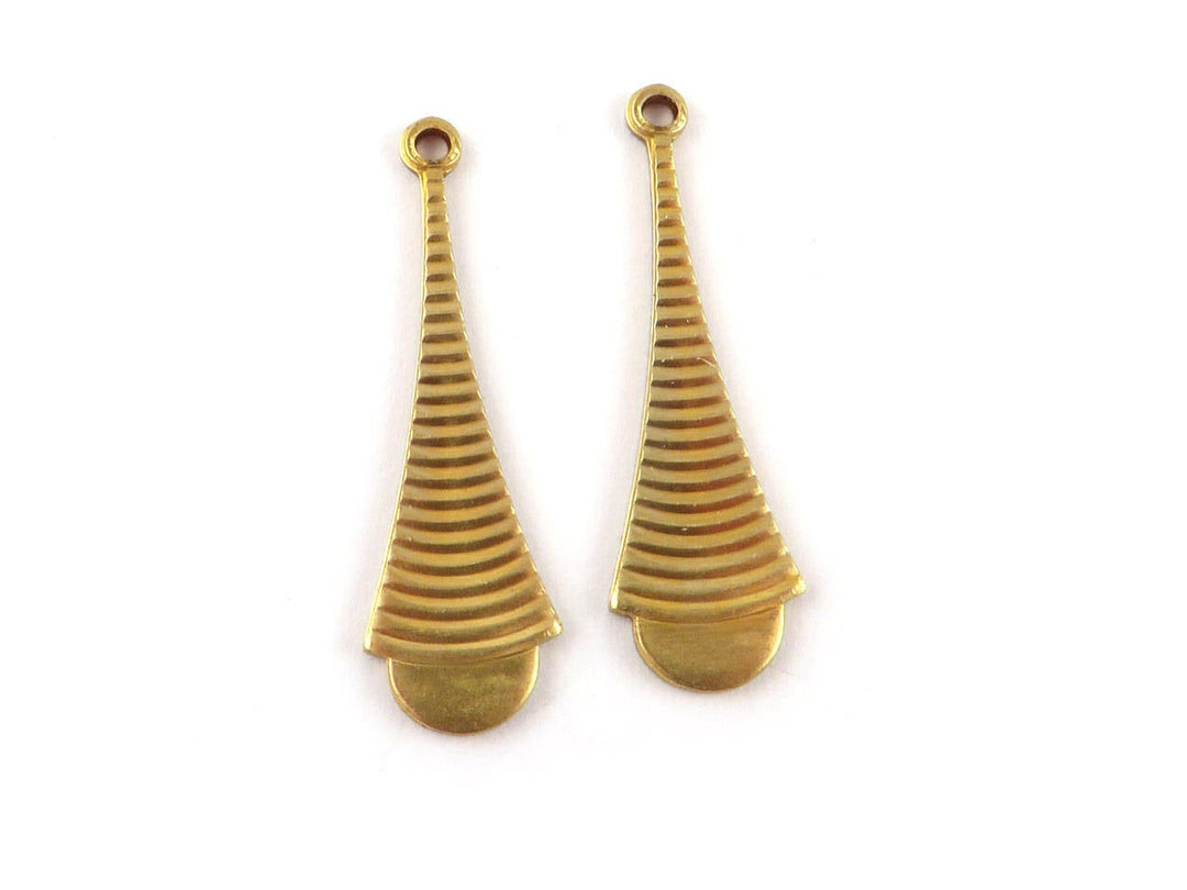 4x Breloque goutte pendule striée (8mm x 27mm) PP-286