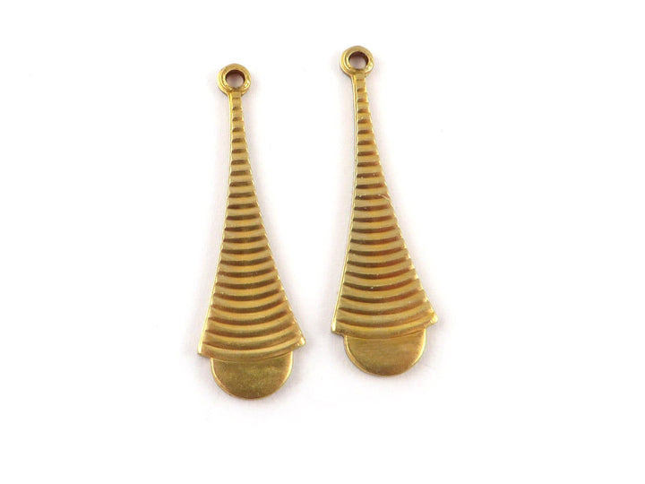 4x Breloque goutte pendule striée (8mm x 27mm) PP-286