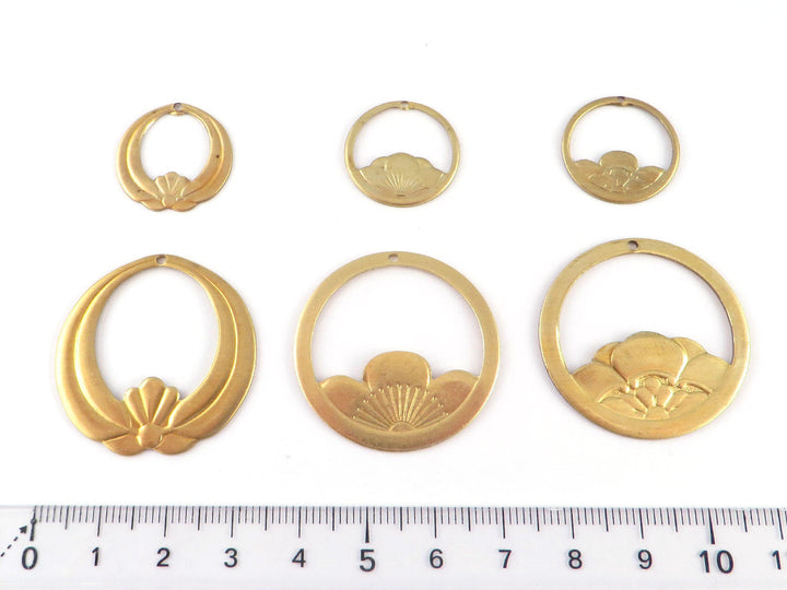 2x Breloque disque fleur Lotus Art Nouveau (19mm) V-125