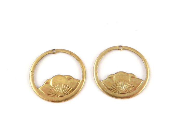 2x Breloque disque fleur Lotus Art Nouveau (19mm) V-125