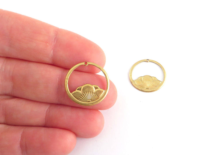 2x Breloque disque fleur Lotus Art Nouveau (19mm) V-125