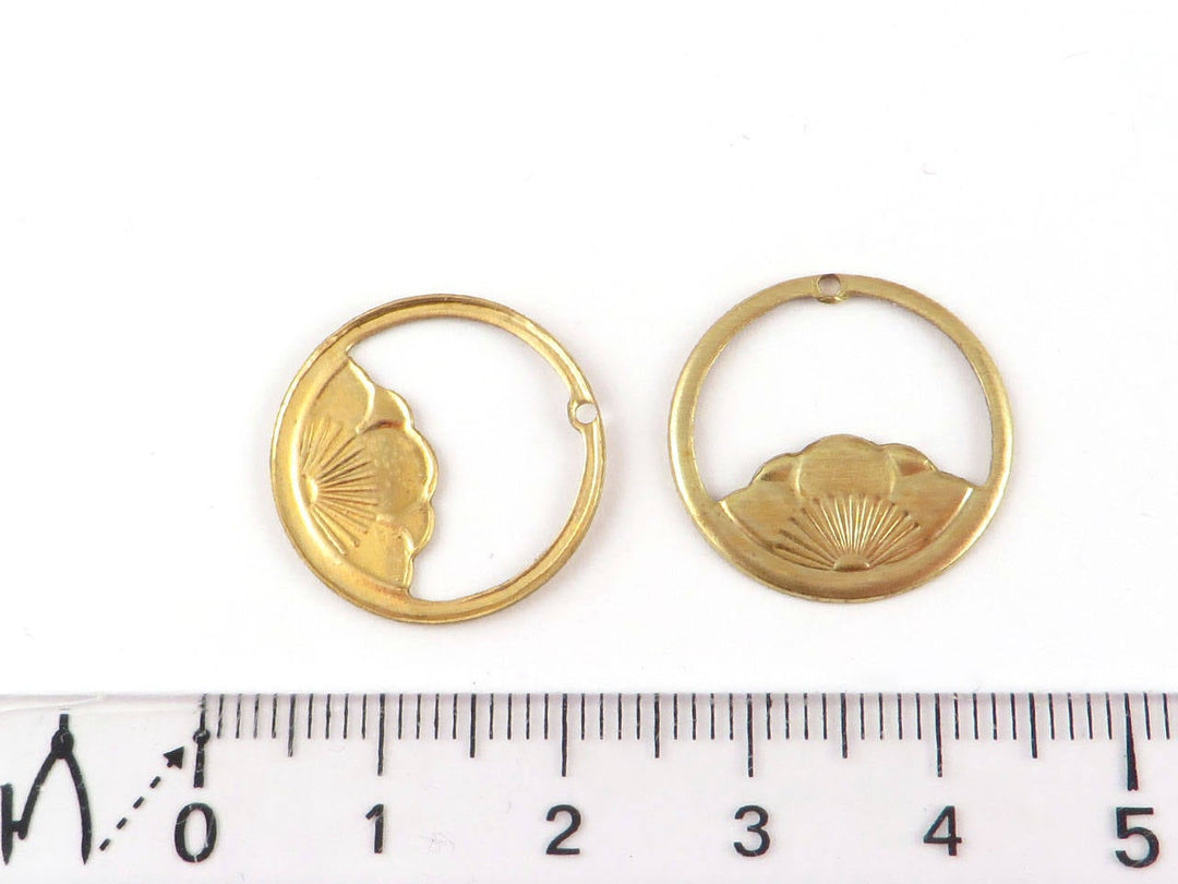 2x Breloque disque fleur Lotus Art Nouveau (19mm) V-125