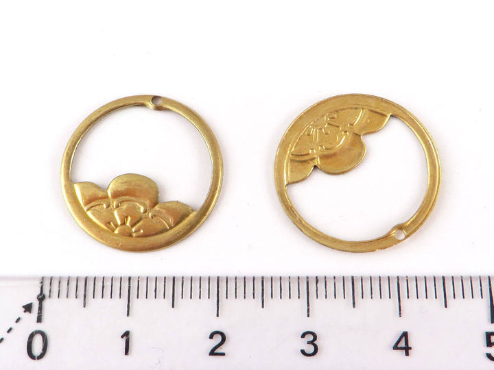 2x Breloque disque fleur Art Nouveau (19 ou 32 mm) V-122/V-124