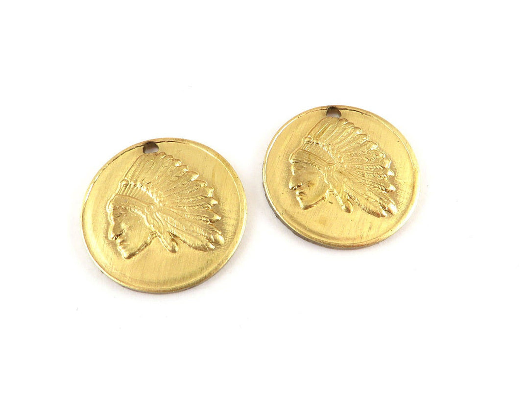 2x Breloque disque tête de chef indien (17mm) CH-088