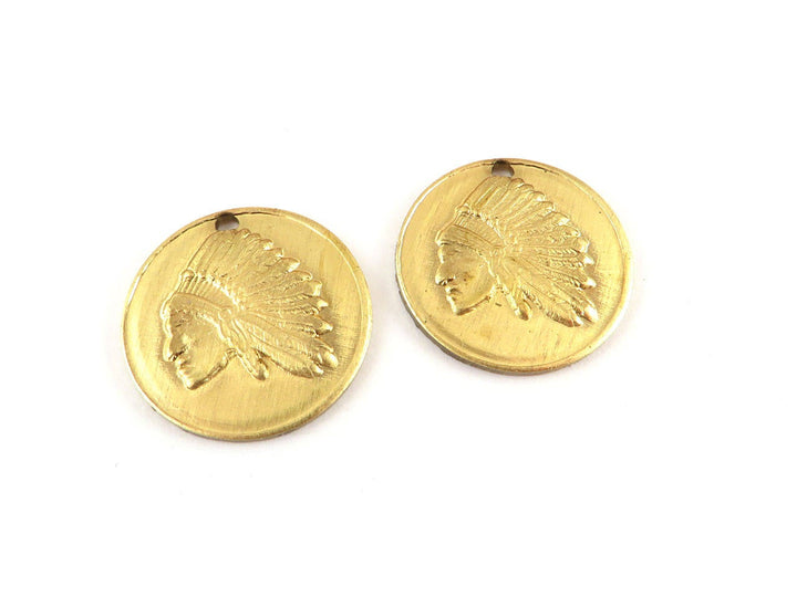 2x Breloque disque tête de chef indien (17mm) CH-088
