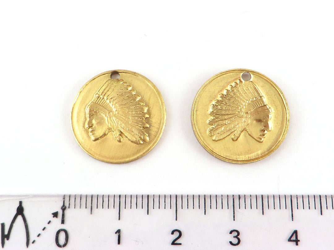 2x Breloque disque tête de chef indien (17mm) CH-088