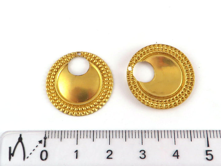4x Breloque disque bombé ajouré (22mm) PV-214