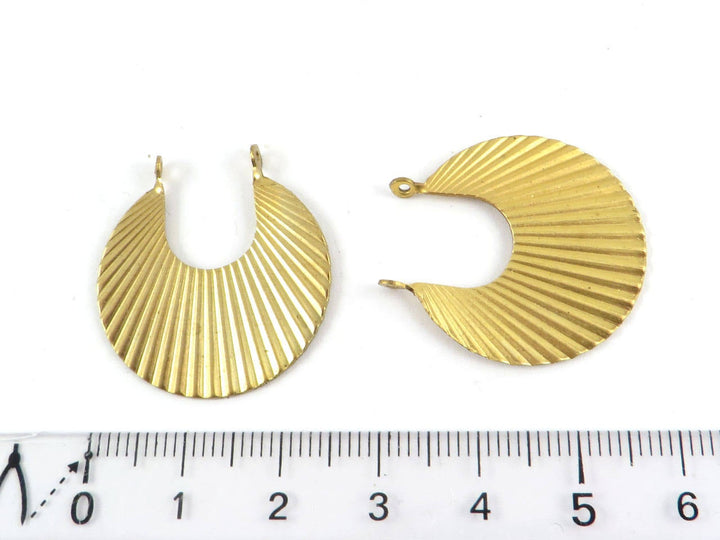 2x Connecteur disque éventail plissé Art Déco 2 œillets (26, 32, 38mm) PP-263