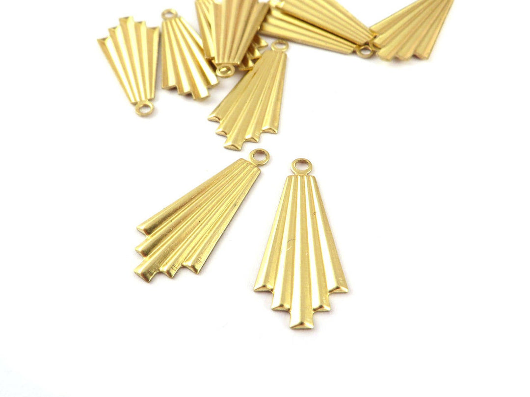 6x Breloque losange éventail Art Déco (10mm x 21mm) PV-233