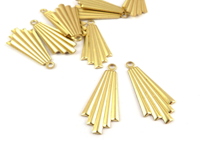 6x Breloque losange éventail Art Déco (10mm x 21mm) PV-233