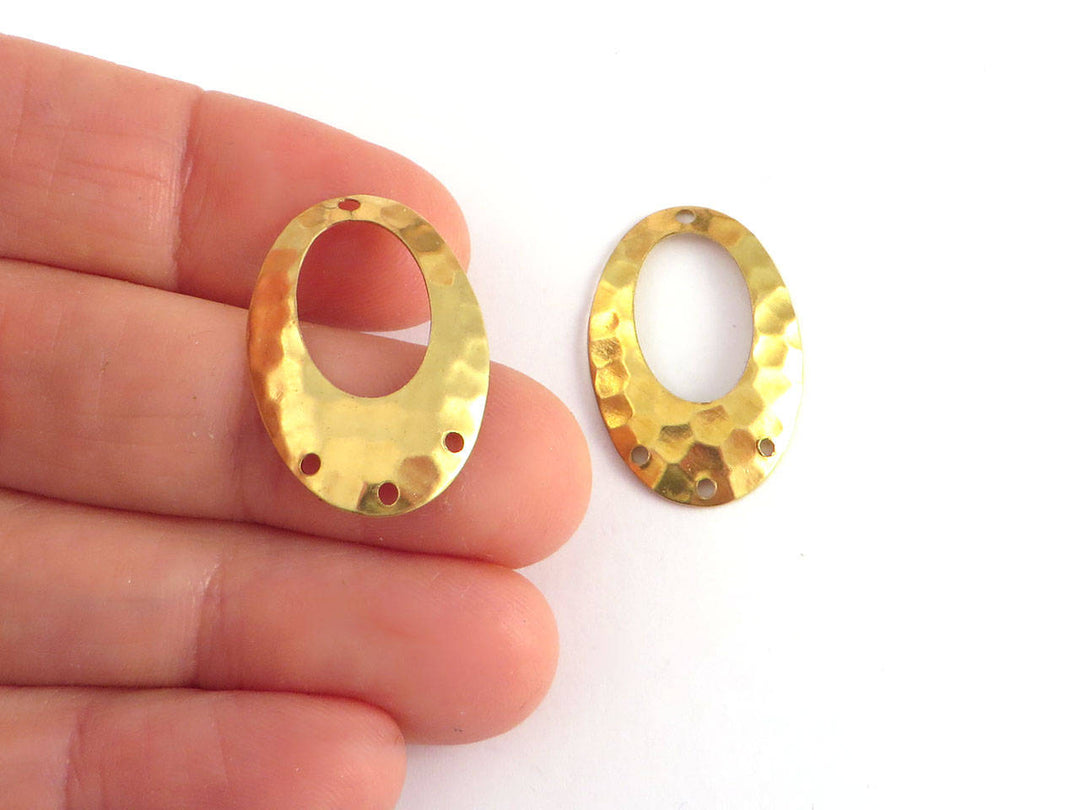 4x Connecteur ovale ajouré bombé martelé 4 trous (27mm x 18mm) PV-217