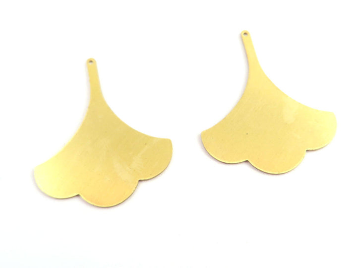 2x Pendentif feuille de ginkgo éventail (30mm x 37mm) PP-315