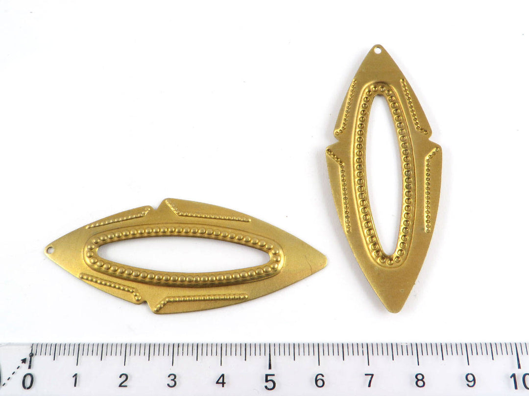 2x Pendentif navette ajouré ethnique (21mm x 63mm) PV-237