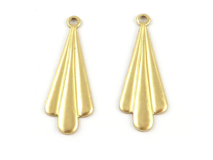 4x Breloque goutte éventail Art Déco (10mm x 27mmm) PV-205