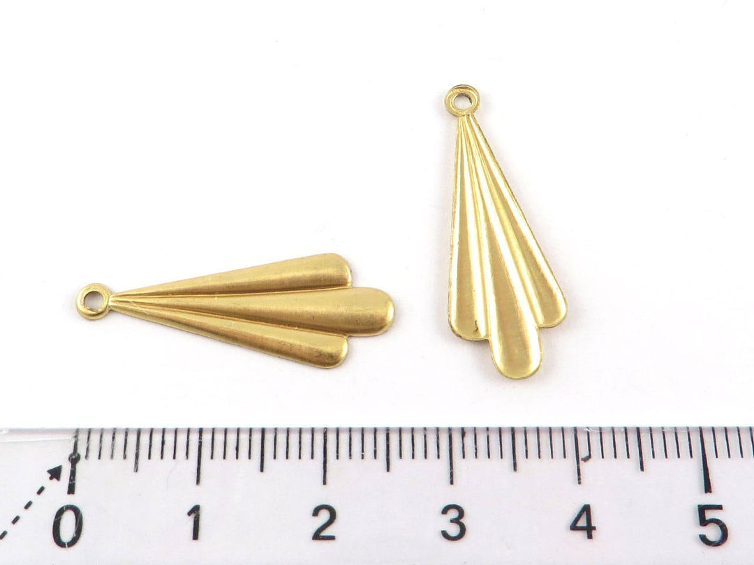 4x Breloque goutte éventail Art Déco (10mm x 27mmm) PV-205