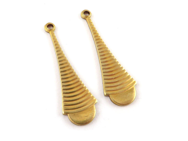 4x Breloque goutte pendule striée (8mm x 27mm) PP-286